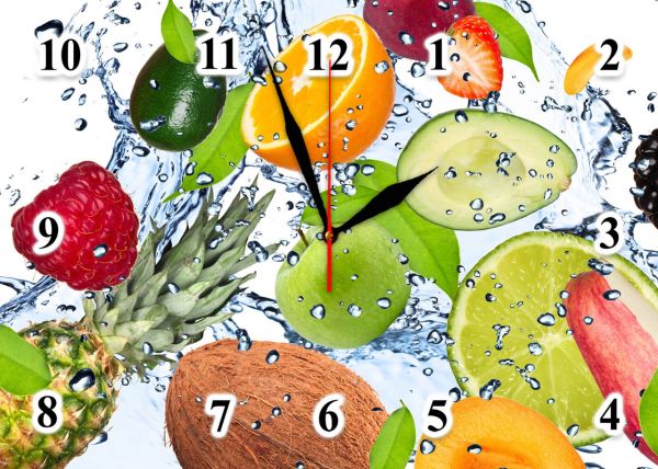 Настінний годинник "Tropical freshness" на склі