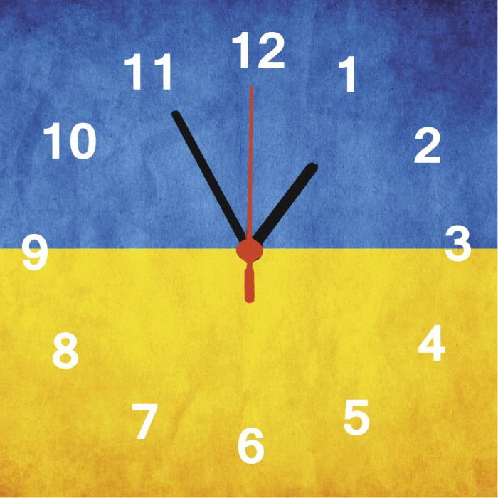 Настінний годинник на склі Синьо-жовтий