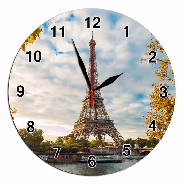 Настінний годинник з містом Paris на склі