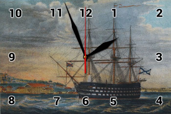 Настінний годинник на морську тематику "Корабель" на склі
