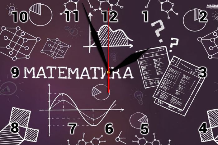 Настінний годинник "Математика" на склі