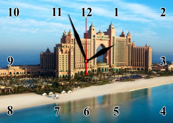 Настінний годинник з країнами "Арабські емірати" на склі