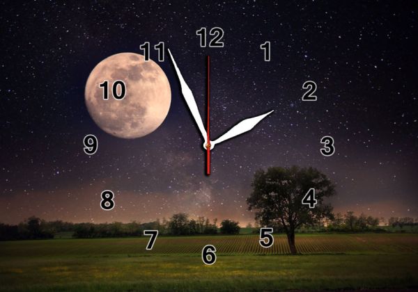 Настінний годинник "Місяць та зорі" на склі